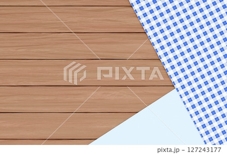 背景素材_木のテーブルと布_青 背景素材_木のテーブルと布_青 127243177
