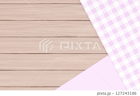 背景素材_木のテーブルと布_紫 127243186