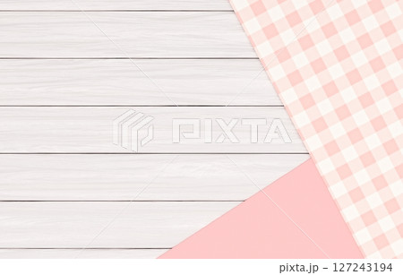 背景素材_木のテーブルと布_ピンク 127243194