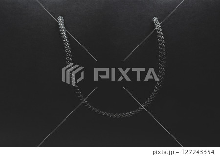Black matte paper bag with black rope handle 127243354