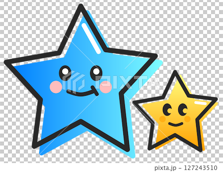 キラキラと夜空に輝く可愛い顔をした星のイラスト 127243510