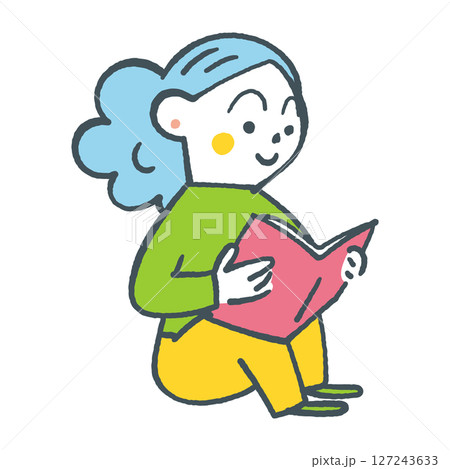 本を読む女の子 ストックイラスト素材 本を読む女の子 ストックイラスト素材 127243633