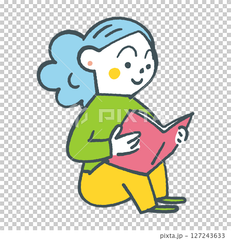 本を読む女の子 ストックイラスト素材 本を読む女の子 ストックイラスト素材 127243633