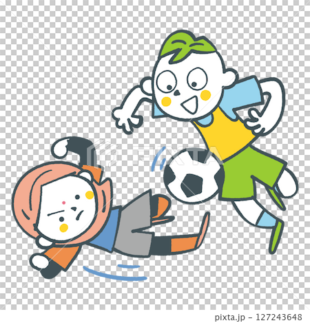 男孩和女孩參加足球比賽的面孔 失量圖庫 男孩和女孩參加足球比賽的面孔 失量圖庫 127243648