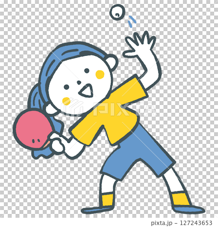 享受乒乓球運動的女孩圖庫插圖 127243653