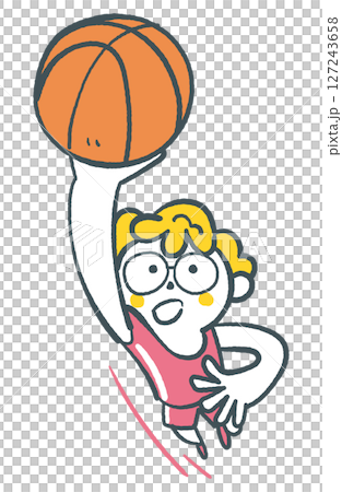バスケットのシュートを打つ男の子　ストックイラスト素材 127243658