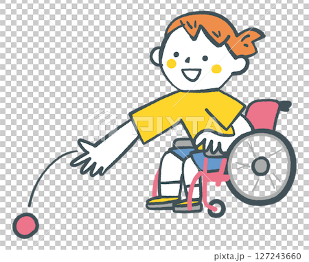 Wheelchair girl enjoying boccia stock illustration Wheelchair girl enjoying boccia stock illustration 127243660
