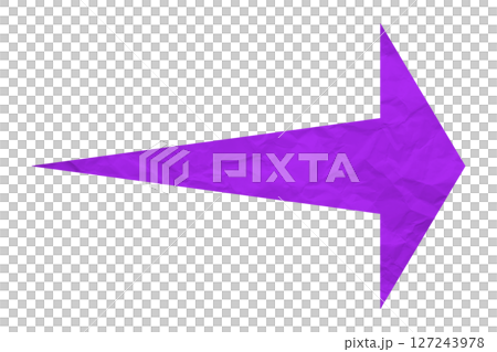 Purple crumpled paper arrow isolated on transparent background 127243978