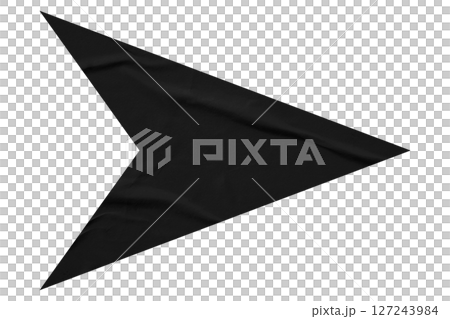 Black crumpled paper arrow isolated on transparent background. Black crumpled paper arrow isolated on transparent background. 127243984
