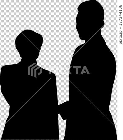 businessman silhouette shaking hands 127244136