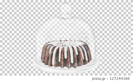 Cupcake chocolate watercolor. Hand drawn traditional cake. Clip art of cupcakes on isolated white background. Perfect for cookbook and bakery menu. High quality photo 127244160