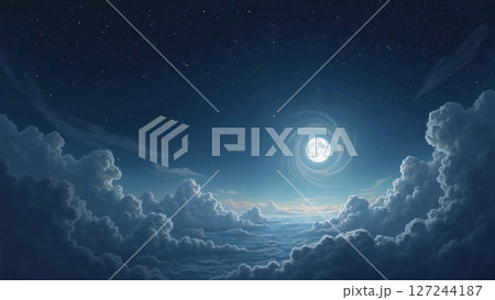 渦巻く月と雲が描く幻想の空 127244187