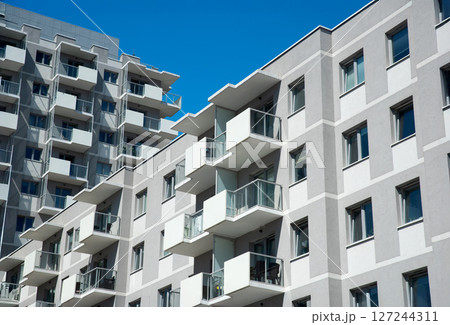 Modern apartment buildings in residential area 127244311