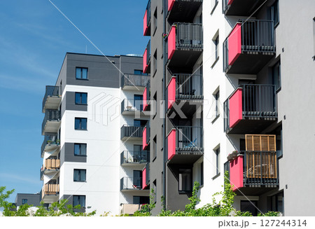Modern apartment buildings in residential area 127244314