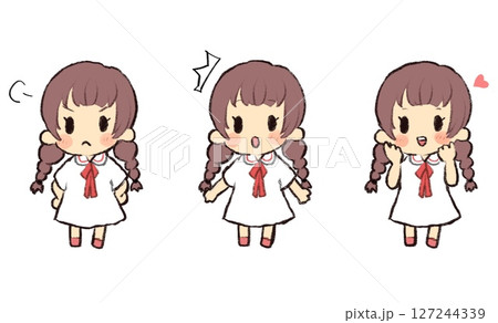女の子　表情3種類 127244339