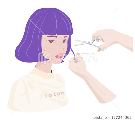 美容室でのカットシーン 127244363