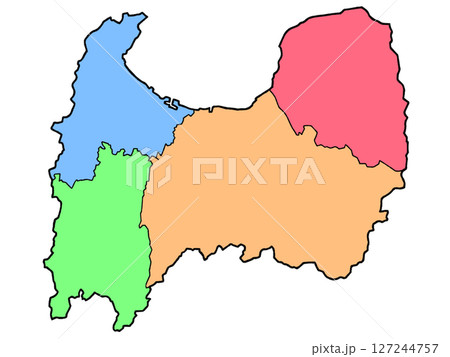 少しゆるい富山県地図 地域色分け 北陸地方 127244757