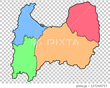 少しゆるい富山県地図 地域色分け 北陸地方 127244757