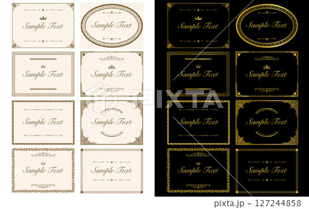 装飾的なラベルフレーム。華やかなオーナメント、装飾的なヴィンテージフレーム06 127244858