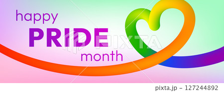 Pride Month Rainbow Ribbon on Soft Background 127244892