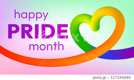 Pride Month Rainbow Ribbon on Soft Background 127244894