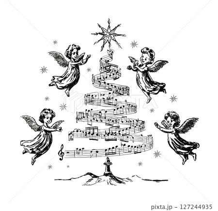 Angelic Christmas Music. Vector 127244935