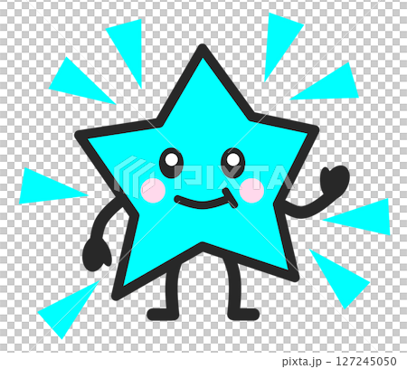 ピカピカと星空で輝く可愛い笑顔の星イラスト 127245050