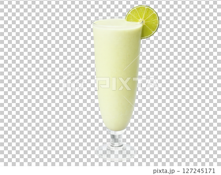 Coconut Lime Smoothie A creamy, tropical smoothie made with coconut milk, lime juice, and ice. The drink is smooth 127245171