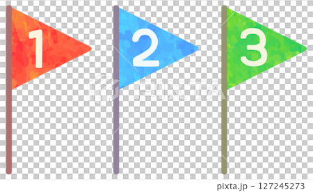 1st, 2nd, and 3rd place flag illustration set vector material 127245273