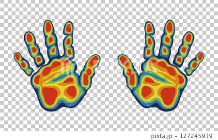 Hand-drawn illustration of thermography of hands 127245919