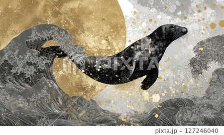 金波を駆けるアザラシ 127246040