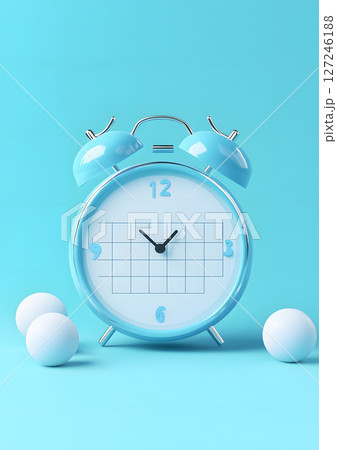 3D calendar with checklist and clock icon, soft clean background, 127246188