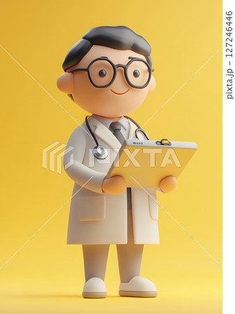 Clay style 3D doctor giving online consultation, 127246446