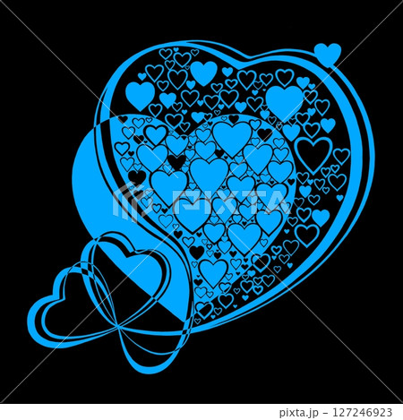 Abstract heart pattern made of small hearts. Greeting card for wedding, valentine day and birthday. 127246923
