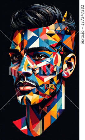 Colorful Geometric Portrait of a Man 127247282