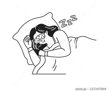 Illustration of Woman Sleeping with Eye Mask Illustration of Woman Sleeping with Eye Mask 127247804