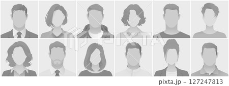 Generic grey silhouette avatars for diverse profiles 127247813