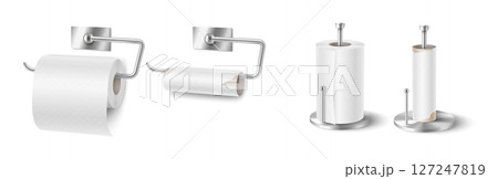Set of toilet paper and paper towel holders 127247819
