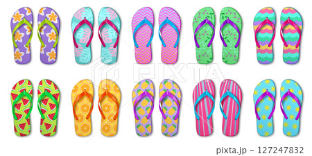 Colorful Flip Flops With Diverse Summer Patterns Colorful Flip Flops With Diverse Summer Patterns 127247832