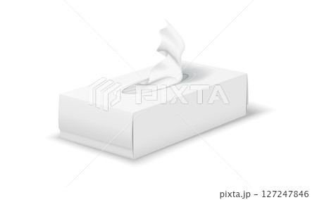 Realistic White Tissue Box on White Background Realistic White Tissue Box on White Background 127247846