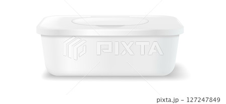 White Plastic Container on White Background 127247849