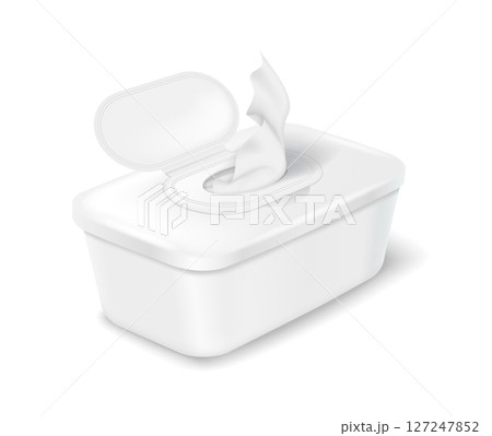 Plastic Container with Open Lid and Tissue Plastic Container with Open Lid and Tissue 127247852
