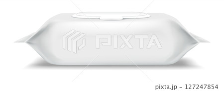White Packaging of Wet Wipes on White Background White Packaging of Wet Wipes on White Background 127247854