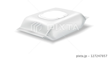 Realistic Package of Wet Wipes on White Background 127247857