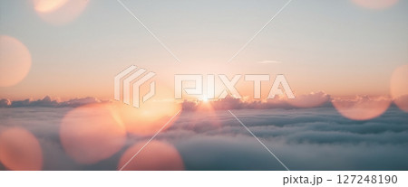Soft and Dreamy Sunset Over a Vast Sea of Clouds, Nature s Palette in Vibrant Colors and Serenity 127248190