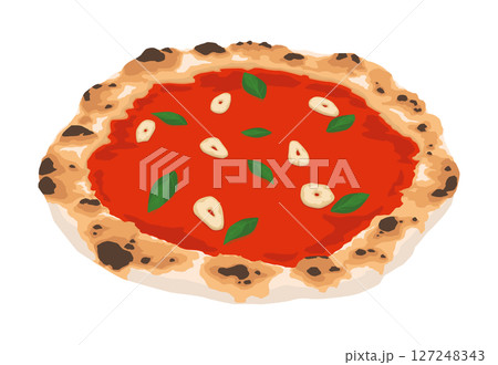 マリナーラピザの俯瞰視点イラスト マリナーラピザの俯瞰視点イラスト 127248343