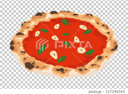 マリナーラピザの俯瞰視点イラスト マリナーラピザの俯瞰視点イラスト 127248343
