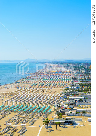 Aerial view of Rimini beach in Italy 127248533