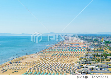 Aerial view of Rimini beach in Italy 127248534