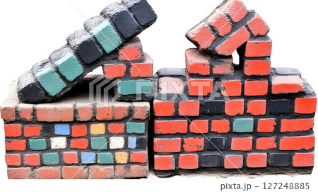 Colorful brick composition abstract texture and building material background Colorful brick composition abstract texture and building material background 127248885